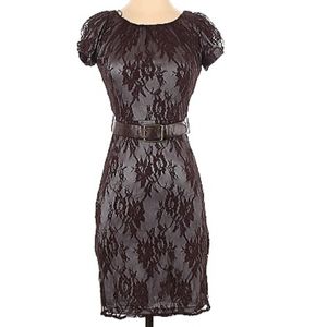 MNG Suit lace belted dress